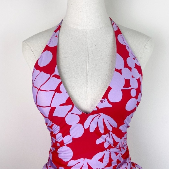 Trina Turk Red and Purple Floral One-Piece Swimsuit - Picture 3 of 12